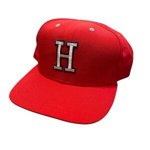 Vintage Harvard University Crimson Pilgrims New Era USA Made Snapback Hat Cap
